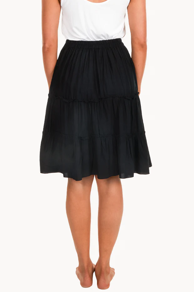 Plain Tiered Knee Length Skirt - Image 2