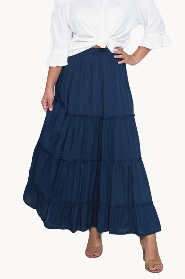 Plain Tiered Maxi Skirt - Image 3