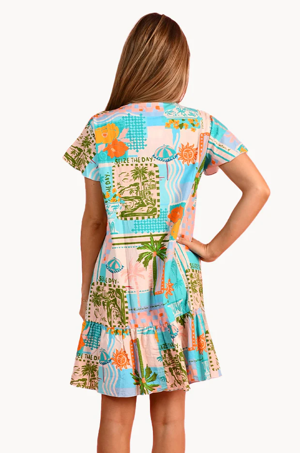 Seize The Day Cap Sleeve Button Dress - Image 2