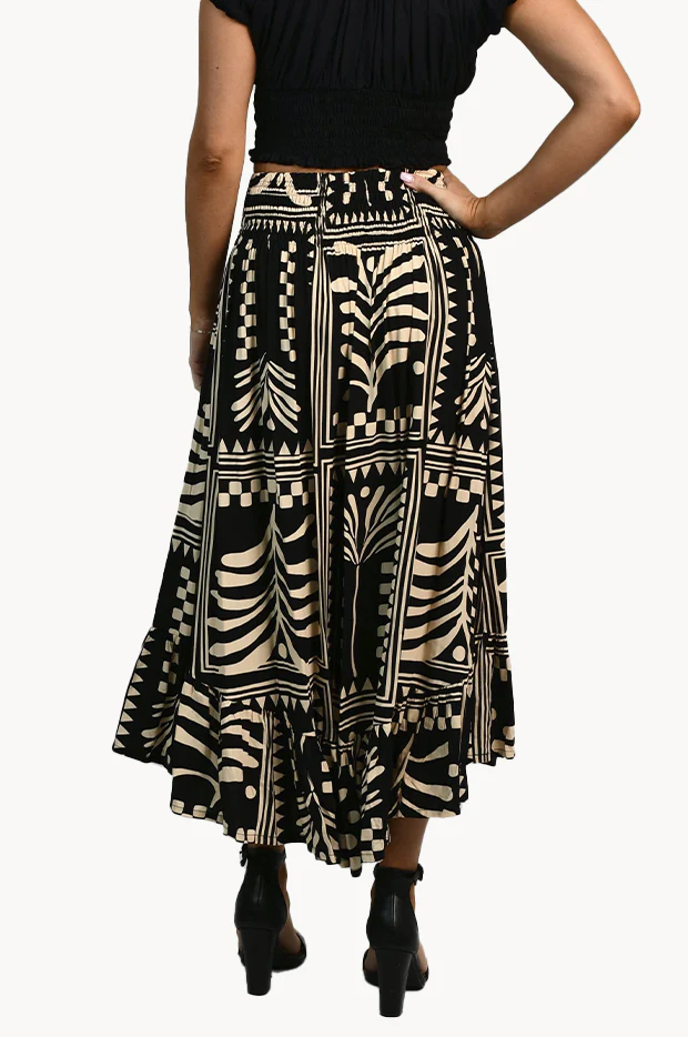 Tribal Artisan Ruched Midi Skirt - Image 2