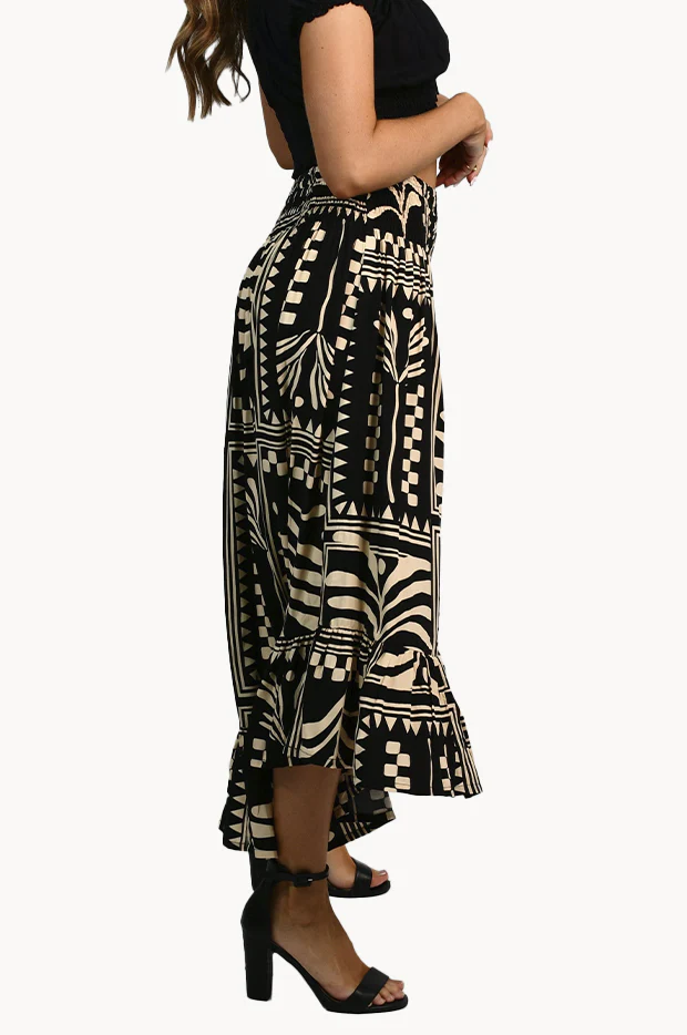 Tribal Artisan Ruched Midi Skirt - Image 3