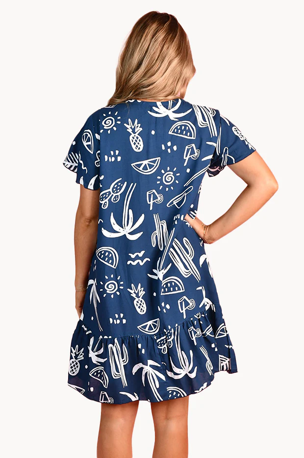 Tropical Fiesta Cap Sleeve Button Dress - Image 2