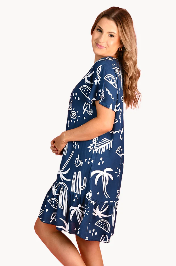 Tropical Fiesta Cap Sleeve Button Dress - Image 3