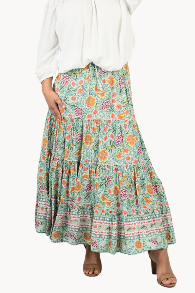 Tropical Punch Boho Maxi Skirt
