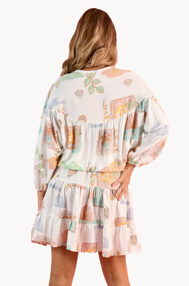 Zesty Postcard Juliet Bell Sleeve Dress - Image 3
