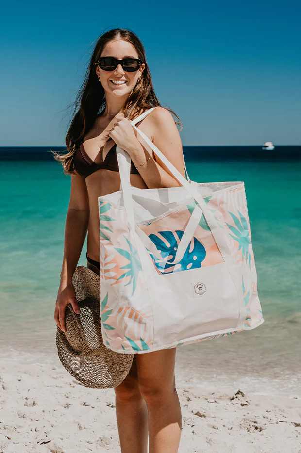 Blush Palm Jumbo Beach Bag - Image 2
