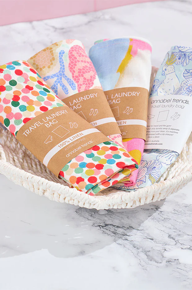 Good Vibes Linen Laundry Bag - Image 3