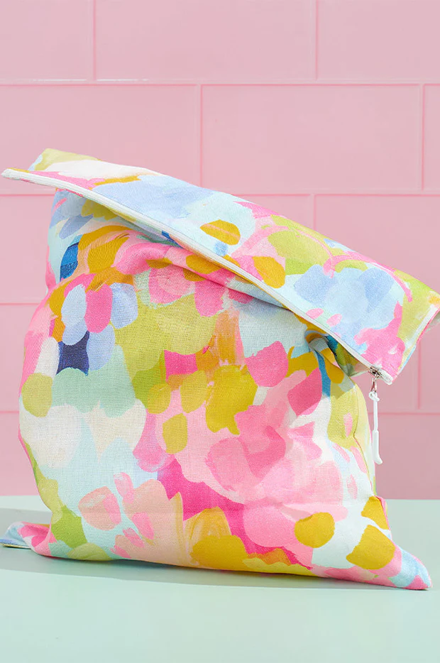 Good Vibes Linen Laundry Bag - Image 4
