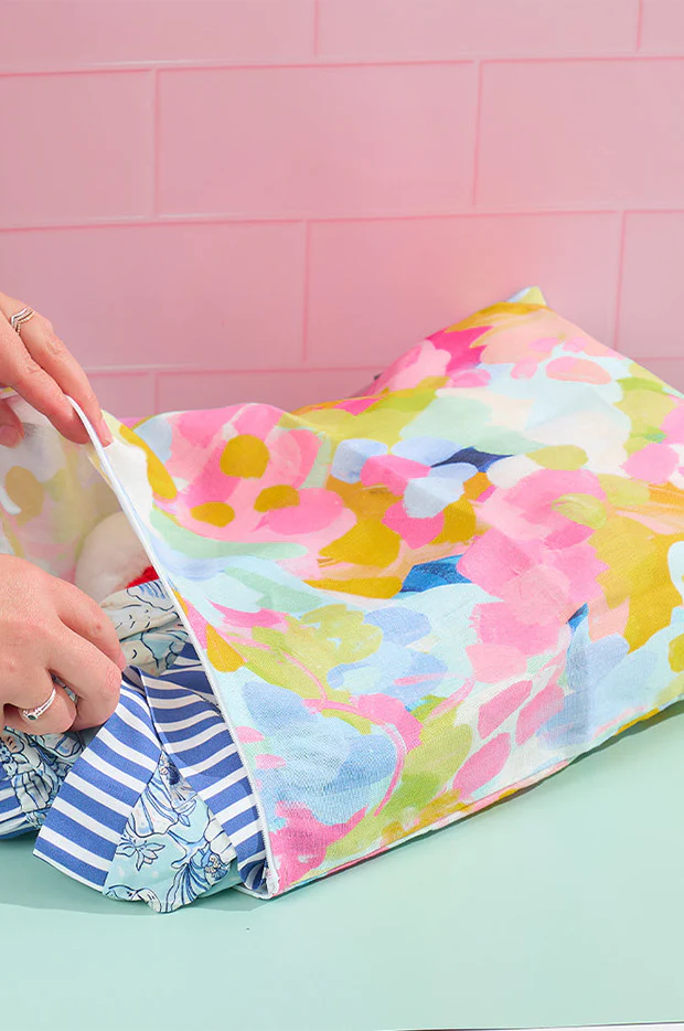 Good Vibes Linen Laundry Bag - Image 5