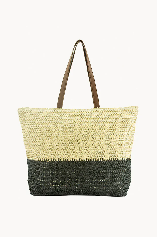 2 Tone Straw Tote