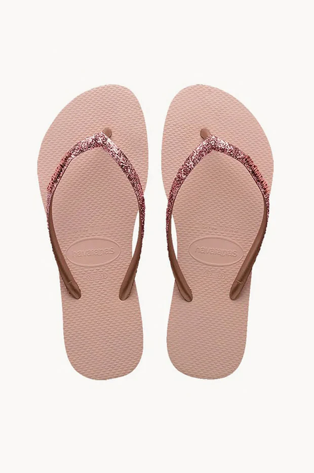 Girls Slim Metal Glitter Logo Thong - Image 2