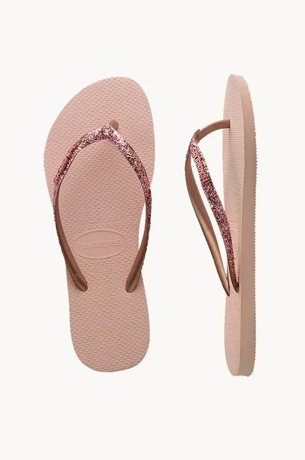 Girls Slim Metal Glitter Logo Thong - Image 3