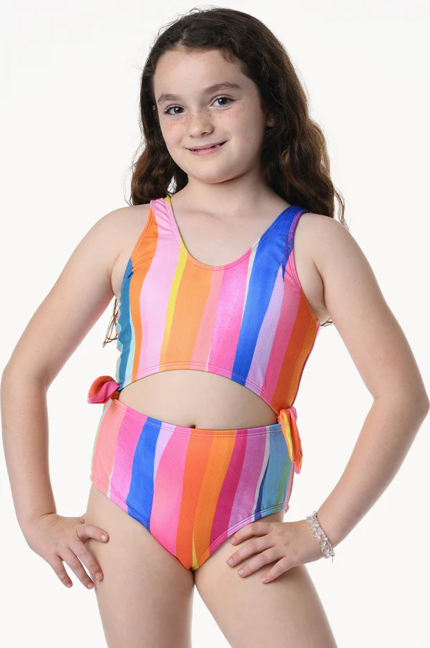 Girls Waves Cut Out One Piece