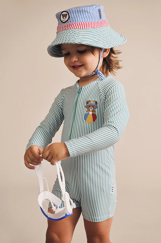 Boys Spliced Stripe Swim Hat - Image 2