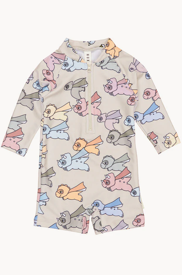 Boys Super Dino Long Sleeve Sunsuit - Image 3