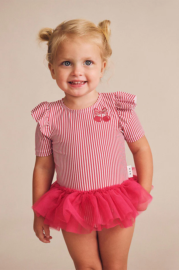Girls Cherry Pie Stripe Ballerina Sunsuit - Image 3