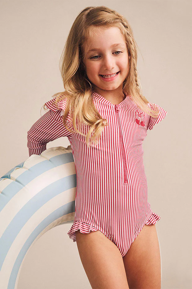 Girls Cherry Pie Stripe Frill Sunsuit - Image 3