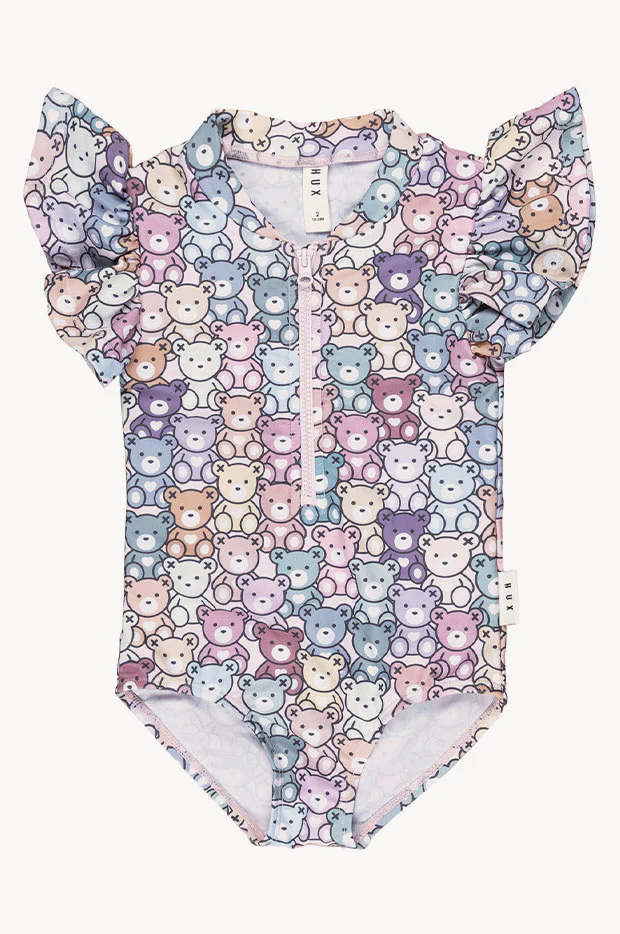 Girls Rainbow Bear Frill Zip Sunsuit - Image 2