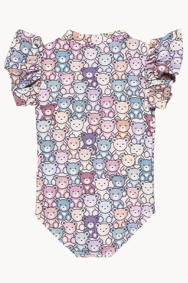 Girls Rainbow Bear Frill Zip Sunsuit - Image 3