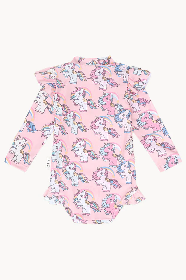 Girls Rainbow Unicorn Long Sleeve Sunsuit - Image 2