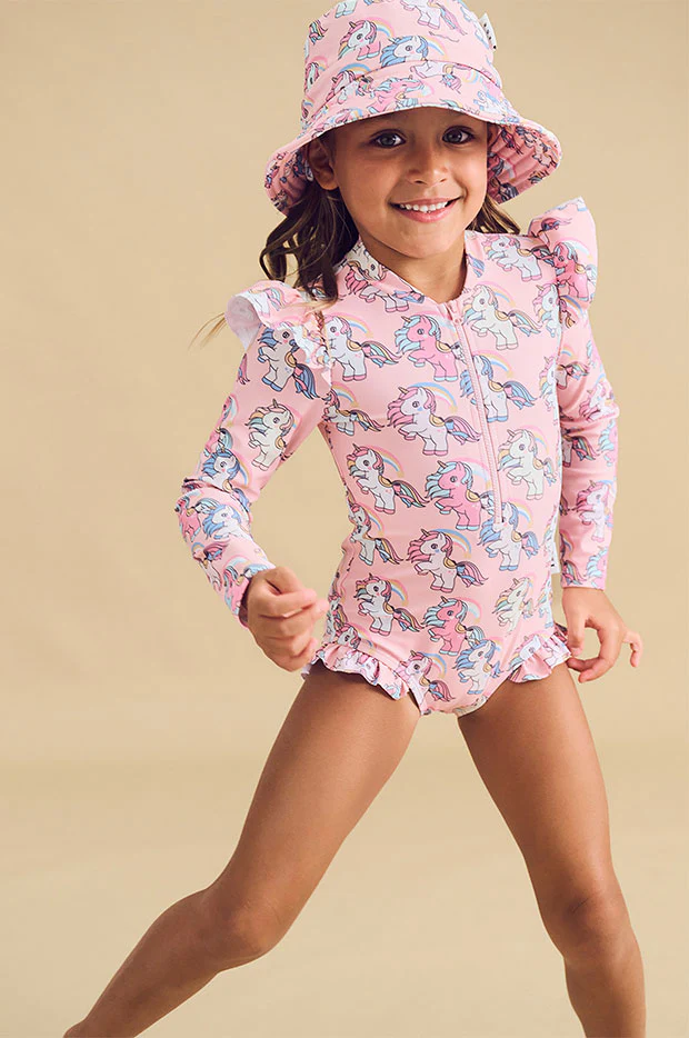 Girls Rainbow Unicorn Long Sleeve Sunsuit - Image 3