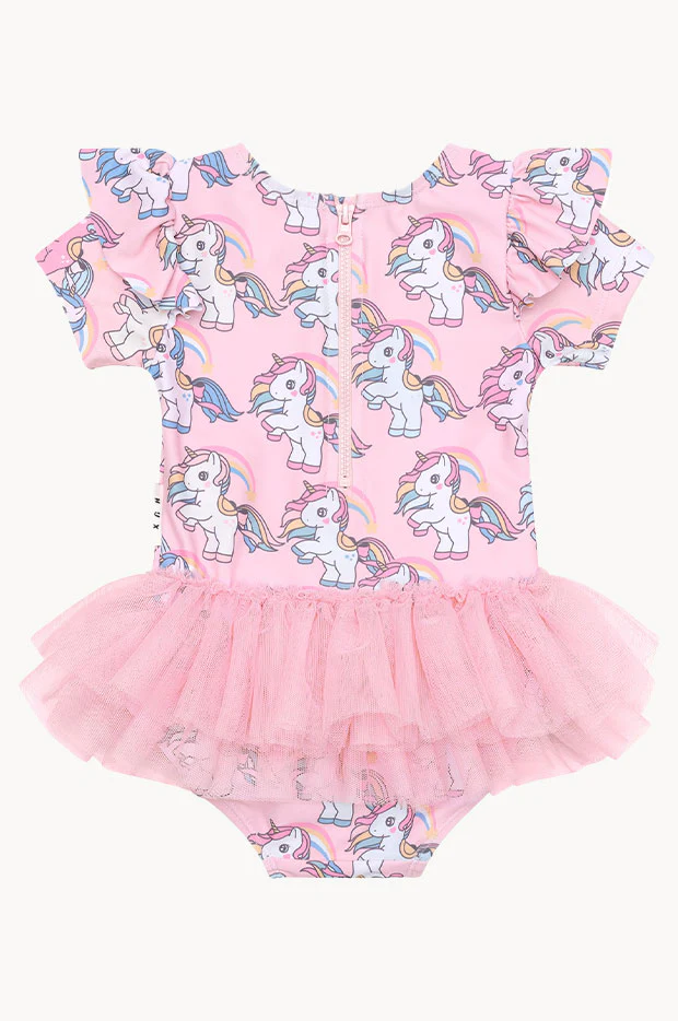 Girls Rainbow Unicorn Short Sleeve Sunsuit - Image 2