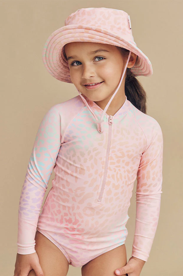 Toddler Girls Animal Swirl Long Sleeve Sunsuit