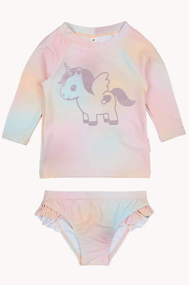 Toddler Girls Rainbow Swirl Glittercorn Suntop Set - Image 2