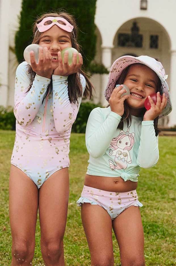 Toddler Girls Star Mermaid Long Sleeve Sunsuit - Image 4