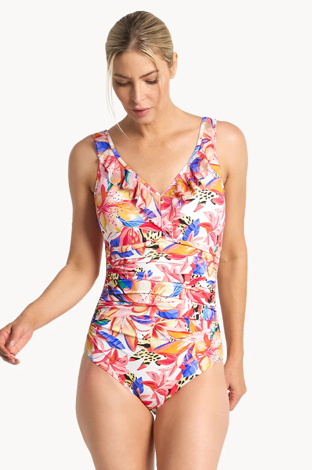 Mandalay DD/E Cup Mesh Frill One Piece
