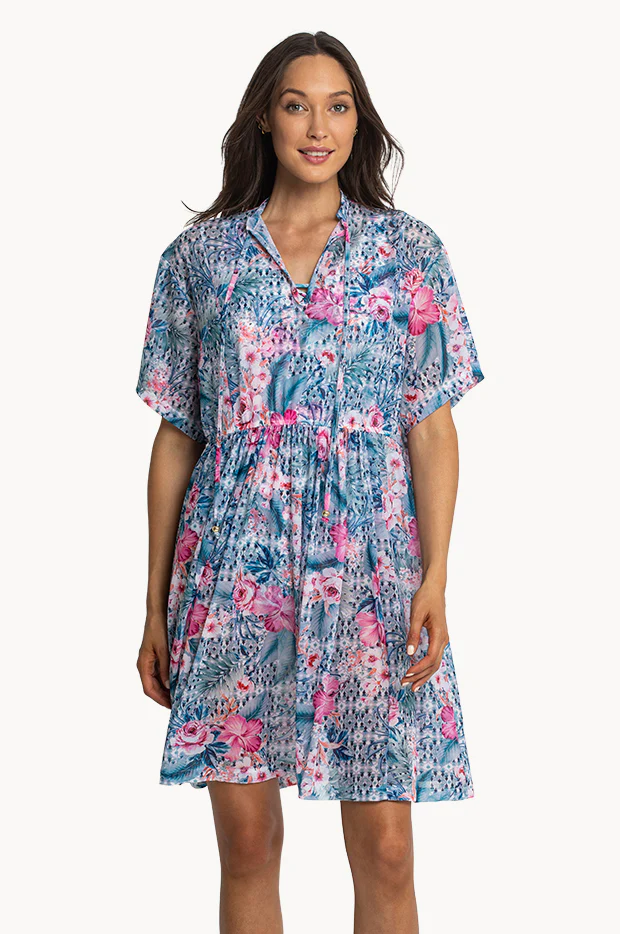 Moroccan Flowers Mesh Shirt Dress