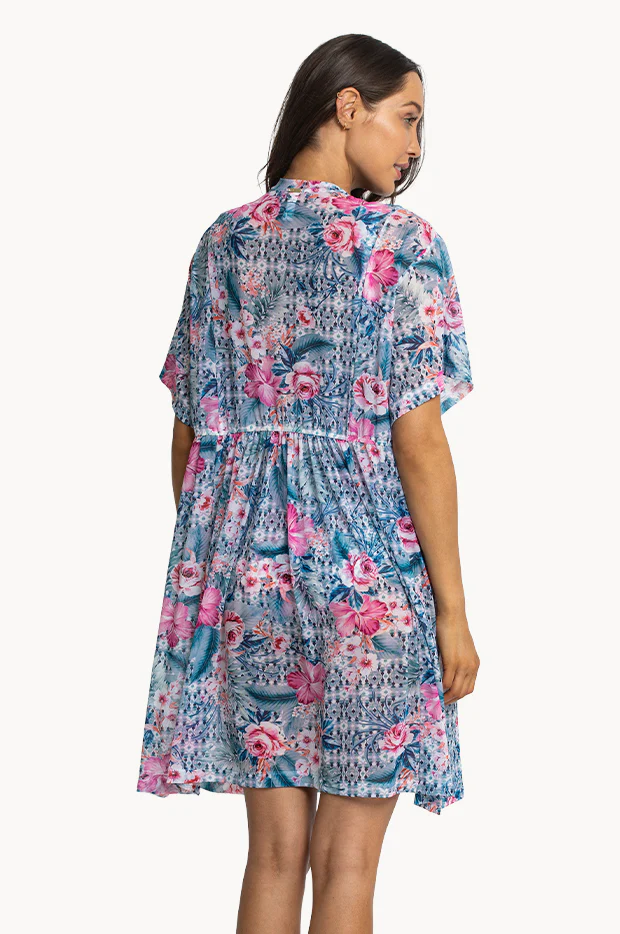Moroccan Flowers Mesh Shirt Dress - Image 2
