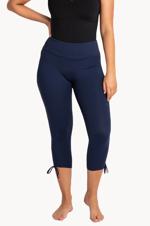 Plain Capri Tie Side Swim Pant