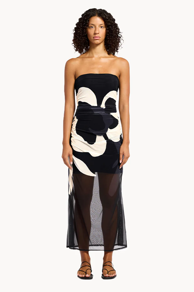 Cactus Garden Mesh Strapless Dress