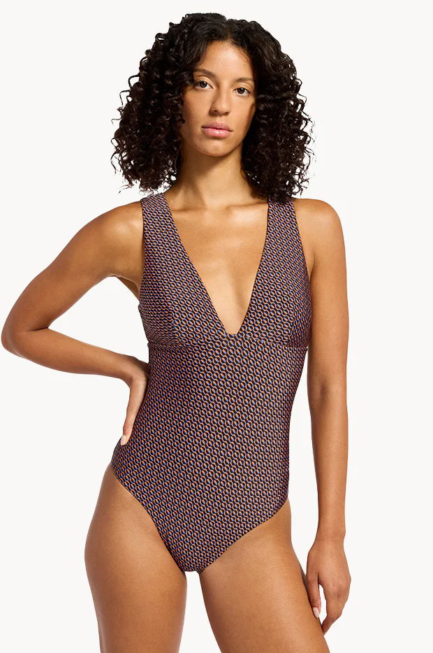 Desert Geo Plunge One Piece