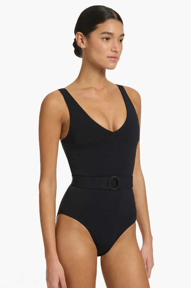 Isla Rib V Neck Belted One Piece - Image 3