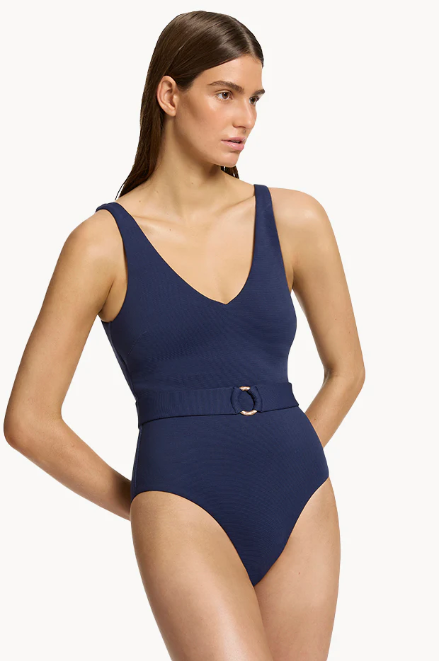 Isla Rib V Neck Belted One Piece - Image 2