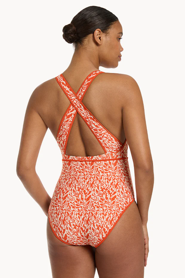 Sereno Ditsy Plunge Waist Tie One Piece - Image 2