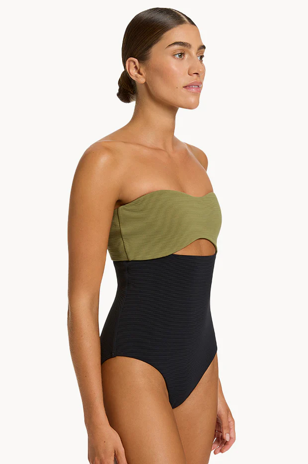 Versa Rib Cut Out Bandeau One Piece - Image 2