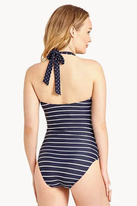 Maternity Stripe Halter One Piece - Image 2
