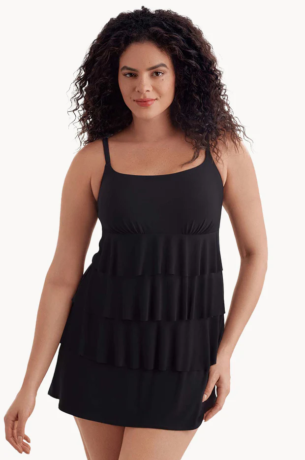 Plain Ruffle Skirtini Swim Dress