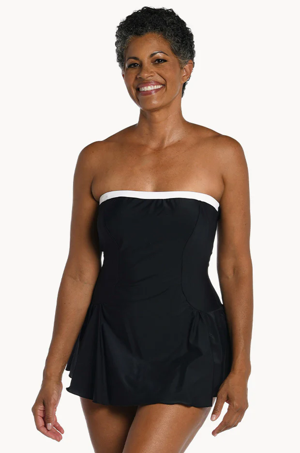 Solid Bandeau Swim Dress