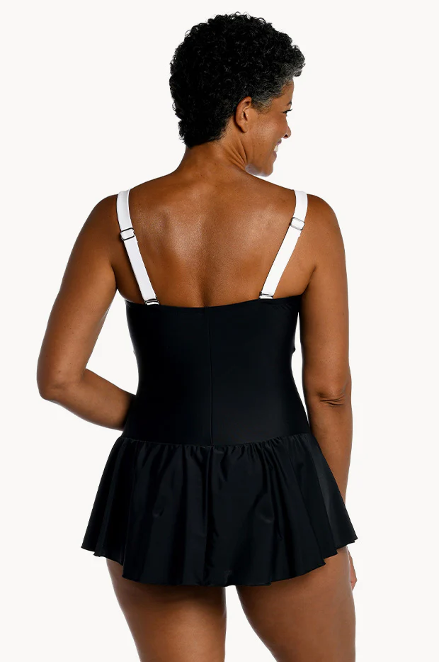 Solid Bandeau Swim Dress - Image 2