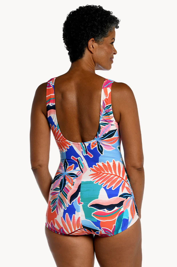Tropical Abstraction Shirred One Piece - Image 2