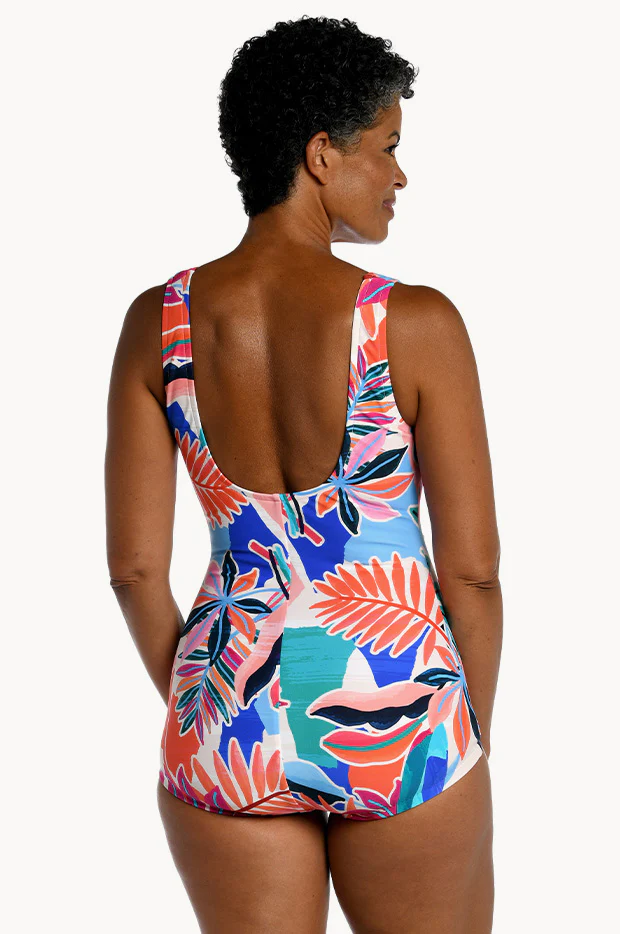 Tropical Abstraction Shirred One Piece + - Image 2