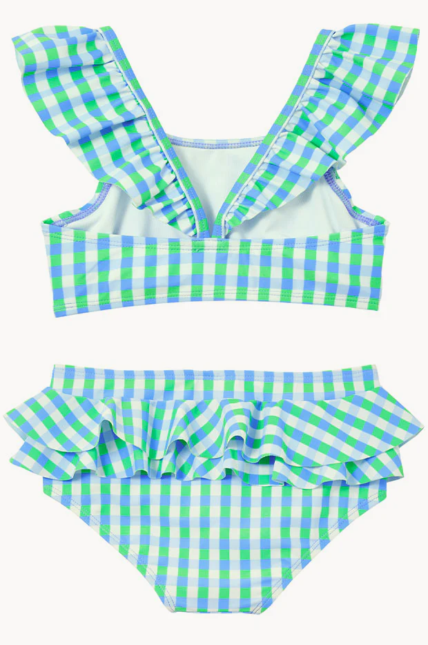 Girls Blue Gingham Frill Crop Set - Image 2