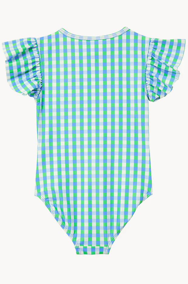 Girls Blue Gingham Sunsuit - Image 2