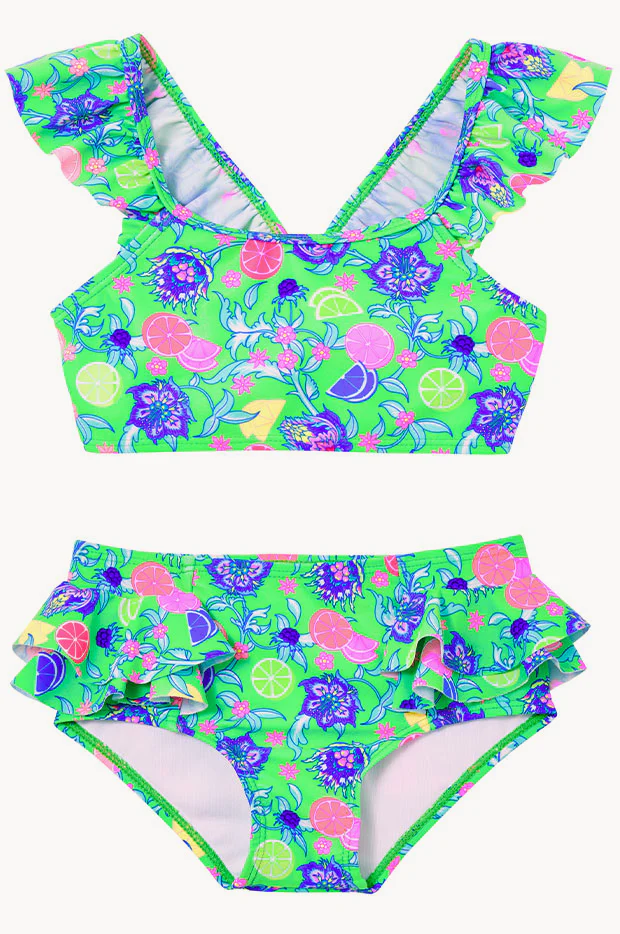 Girls Peacock Frill Crop Set