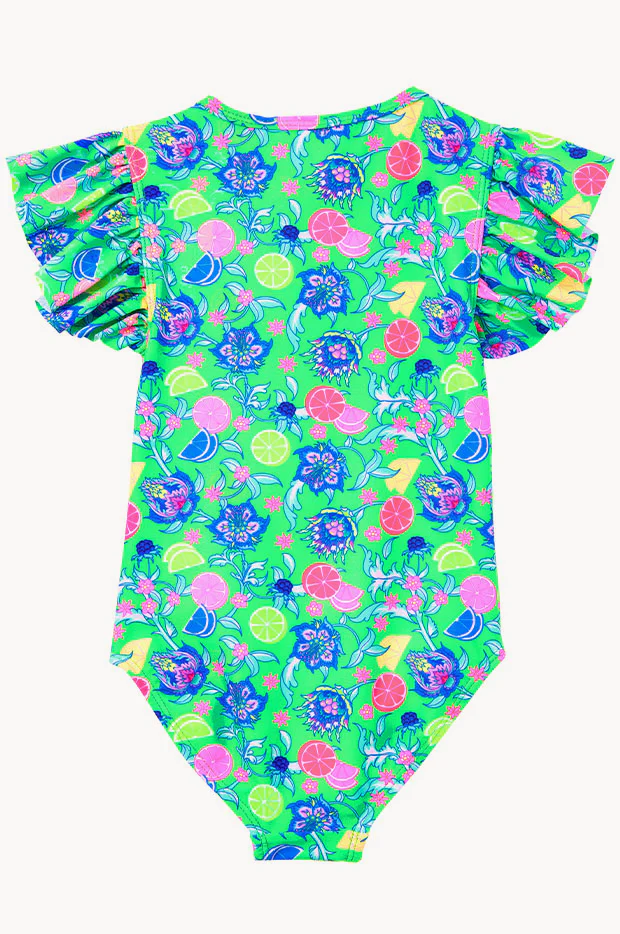 Girls Peacock Short Sleeve Sunsuit - Image 2