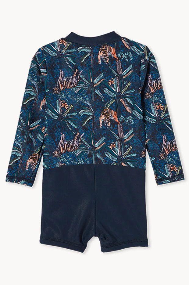 Toddler Boys Tiger Palm Long Sleeve Sunsuit - Image 2